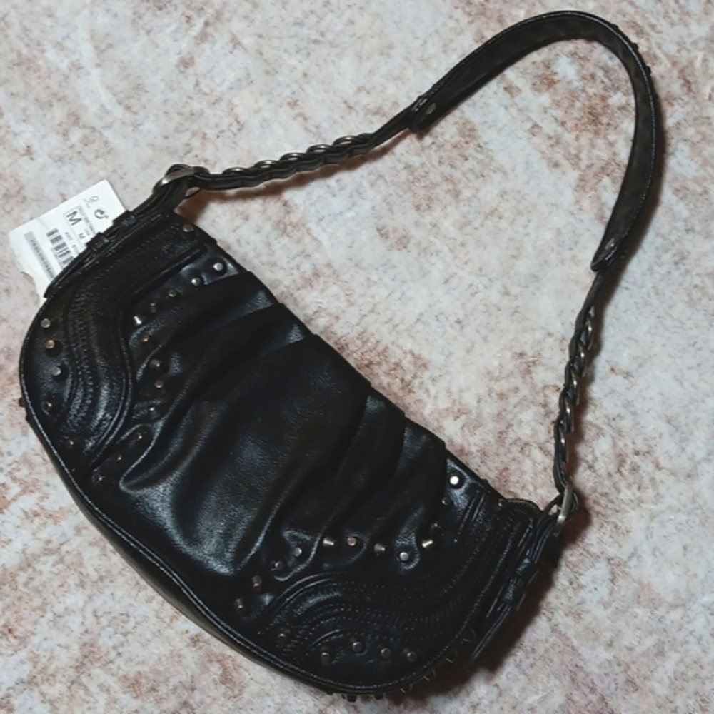 NEW Studded Black Shoulder Bag - Women - Picture 11 of 13
